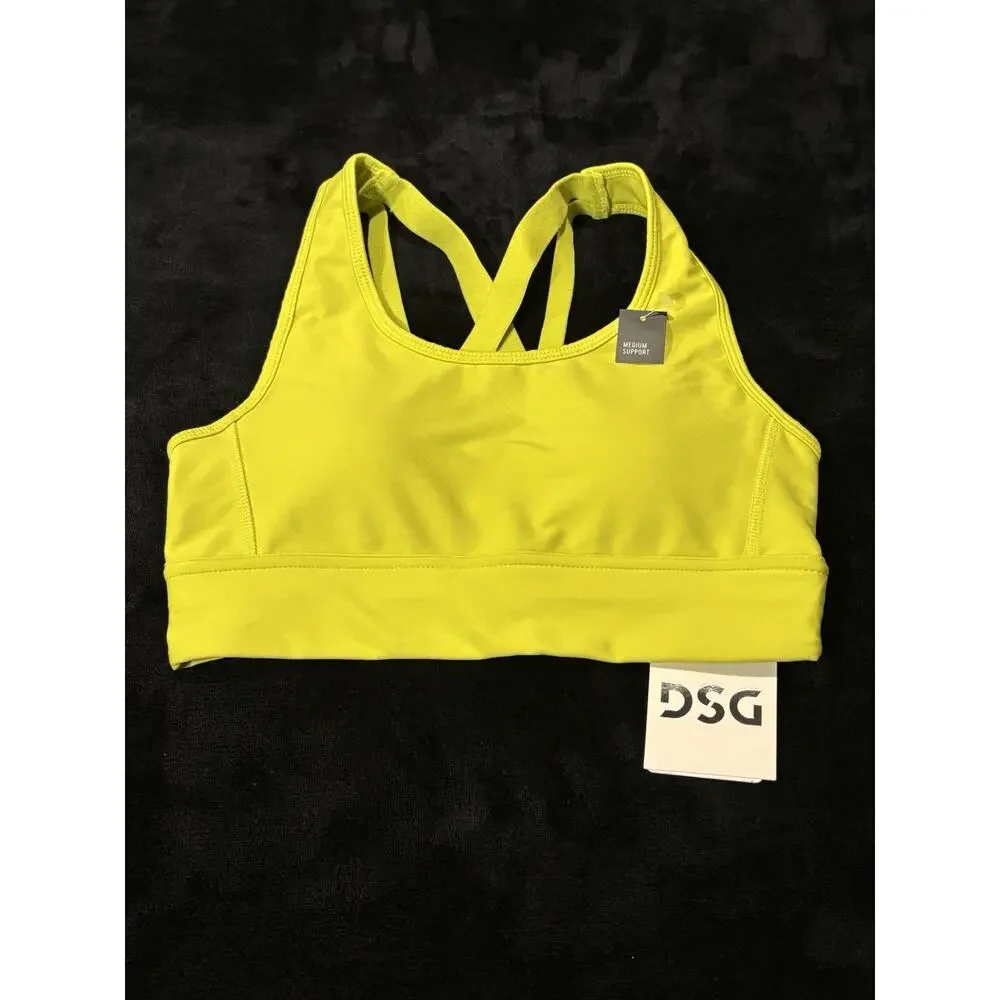 DSG Women's XS Strappy Compression Sports Bra - Smoked Lime New With Tags